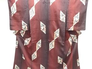 大正ロマン　抽象模様織り出しお召単衣着物